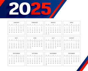 2025 full page calendar template a business stationery