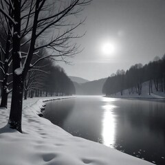 Fototapeta premium misty morning on the river