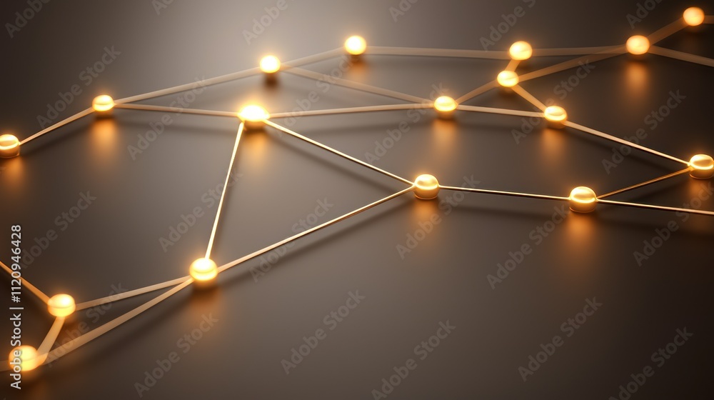 Aufkleber a network of glowing nodes connected by lines on a dark surface, suggesting technology and connectiv