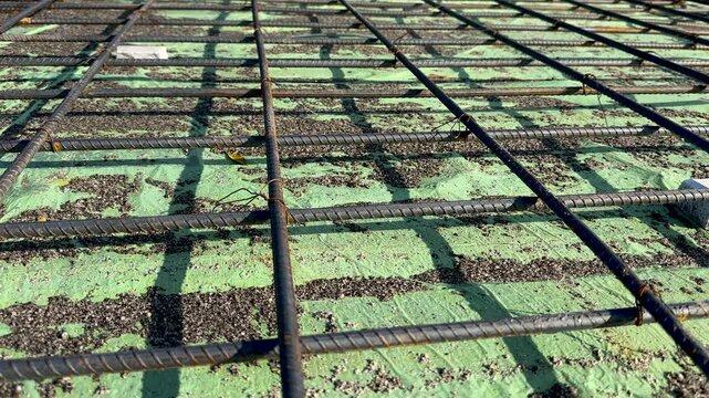 Steel frame structure for new building construction site