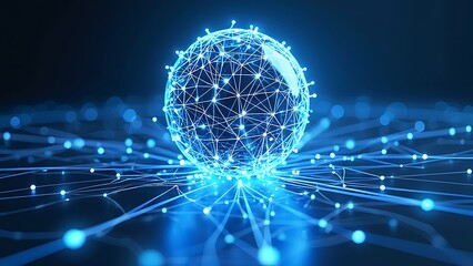 Fototapeta premium AI Technology Concept: Glowing Digital Network Sphere