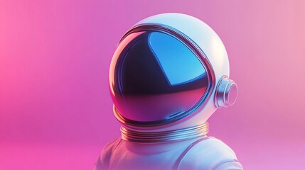 Astronaut Helmet in Neon Pink and Blue Light