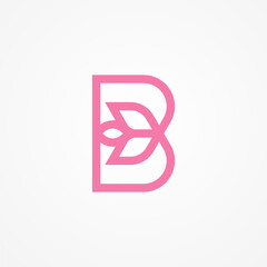 initial B Flower Logo, letter B with Flower combination, usable for brand and company logos, vector illustration