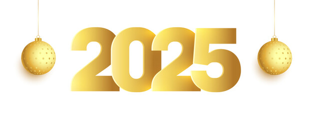 2025 new year lettering wallpaper with xmas bauble