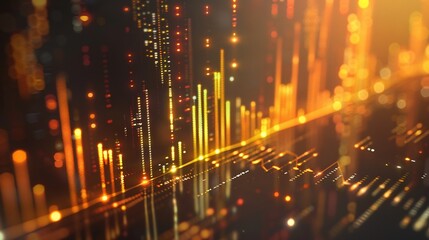 Fototapeta premium Abstract Digital Cityscape: Glowing Lines and Data Streams