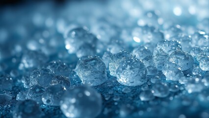 Stunning Close-up of Blue Ice Crystals, Cinematic Texture and Depth, Icy Landscape, Winter Wonderland, Frozen Beauty, Delicate Patterns, Shimmering Surface, Sparkling Ice, Crystalline