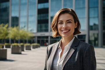Business women potrait, building backgrond