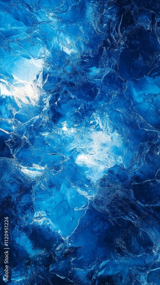 Poster glowing blue ice shards illuminated by soft light create a mesmerizing abstract display of nature's 