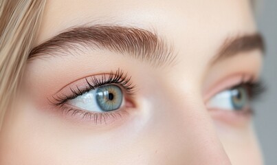 Fototapeta premium Close-up of a person's eyes showcasing natural beauty and detail.