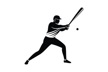 Baseball player silhouette in dynamic action pose