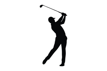 Golfer silhouette in action pose