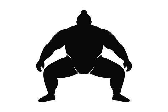 recommend clip art: Sumo wrestler silhouette in grappling stance