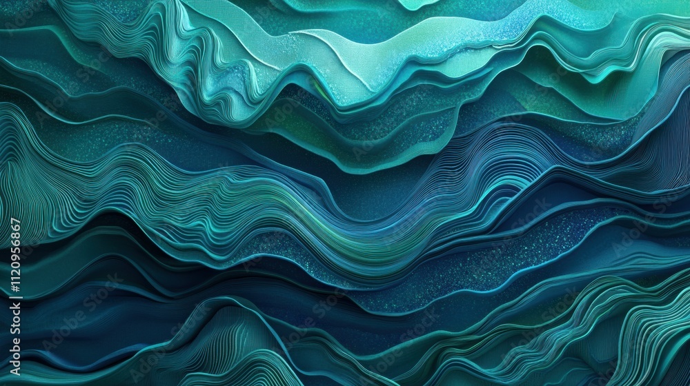 Poster dynamic gradient teal and blue wavy background digital art abstract modern design visual concept