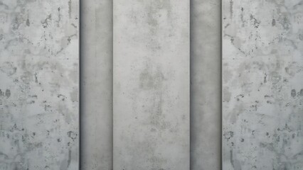 Detailed Close-up, Rough Gray Concrete Texture with Three Vertical Panels - Industrial Background
