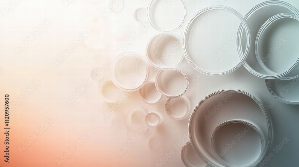 Poster visual aesthetics soft peach and gray gradient with abstract circles in digital design