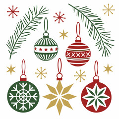 set of Christmas elements