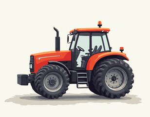 Red Tractor Vector Illustration 