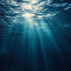 Obraz premium Mysterious Undersea Illumination Revealing Vibrant Colors and Textures in Tranquil Ocean Depths at Midday, Inviting Exploration and Wonder