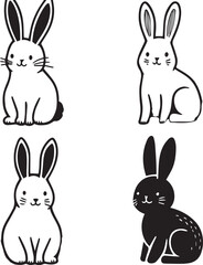 A clean, black-and-white vector illustration of a rabbit, ideal for logos, designs, and branding. Scalable and versatile, perfect for creative projects and animal-themed graphics.