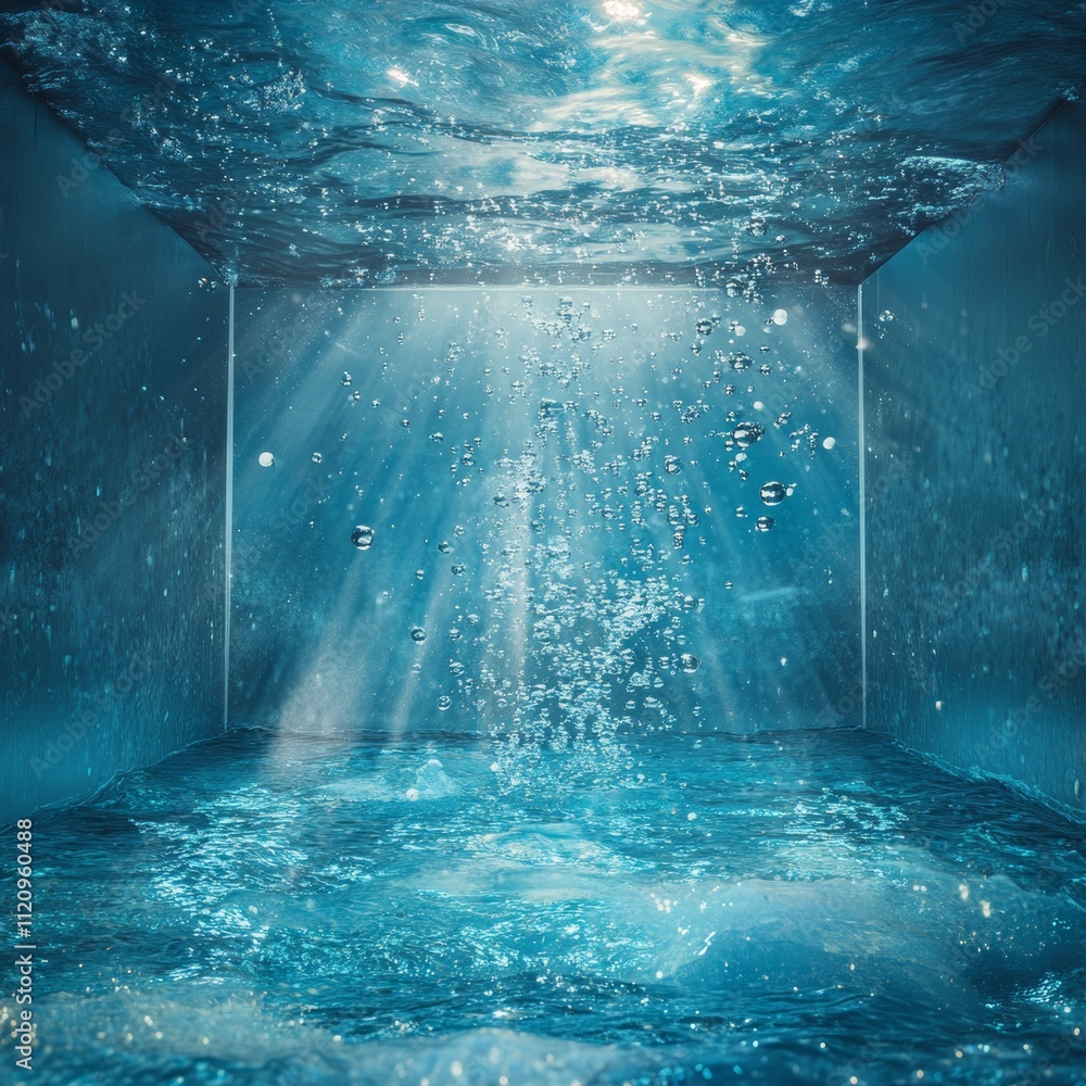 Poster mesmerizing underwater light rays create a tranquil atmosphere in a serene aquatic environment with 