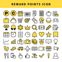 ポイ活、ポイントサイトのアイコンセット（イエロー）