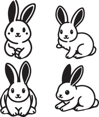 A clean, black-and-white vector illustration of a rabbit, ideal for logos, designs, and branding. Scalable and versatile, perfect for creative projects and animal-themed graphics.