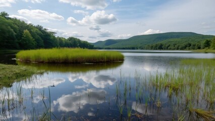 Serene Leff Salvage Pond, Cintria, MA, Island, Wetlands, & Forested Hills
