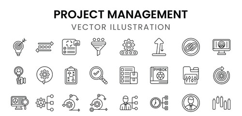 Project Management Line Icons.