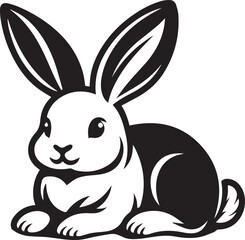 Obraz premium A clean, black-and-white vector illustration of a rabbit, ideal for logos, designs, and branding. Scalable and versatile, perfect for creative projects and animal-themed graphics.