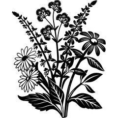 black and white flowers