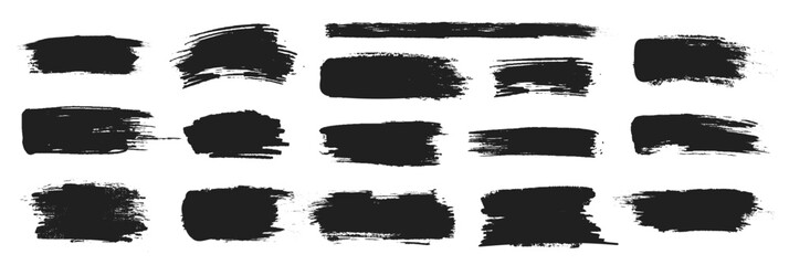Ink brush stroke set, black grunge smear collection