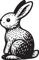 A clean, black-and-white vector illustration of a rabbit, ideal for logos, designs, and branding. Scalable and versatile, perfect for creative projects and animal-themed graphics.