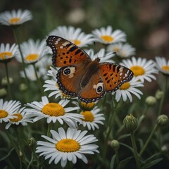 Obraz premium A butterfly perched delicately on a daisy.