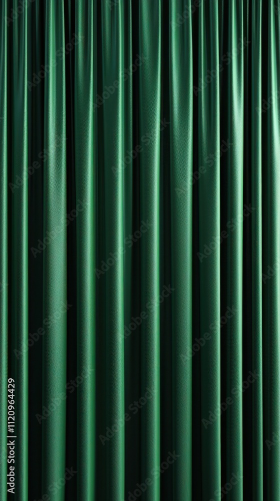 Poster a green curtain with a pattern of squares and circles