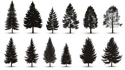 Obraz premium Collection of various tree silhouettes for design and artistic inspiration