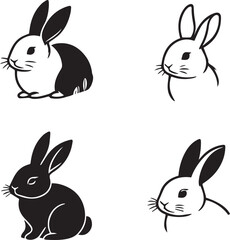 A clean, black-and-white vector illustration of a rabbit, ideal for logos, designs, and branding. Scalable and versatile, perfect for creative projects and animal-themed graphics.
