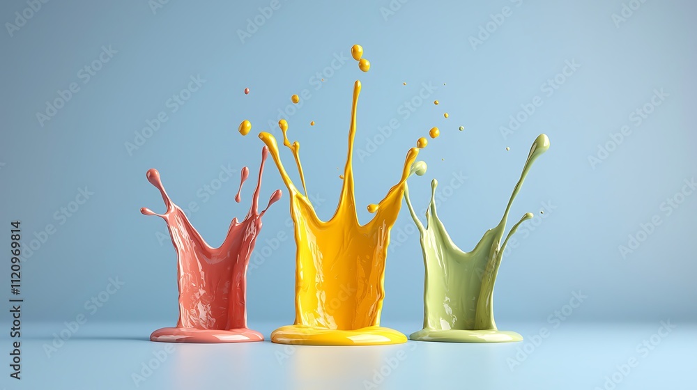 Poster capturing colorful paint splashes a dynamic art creation with vibrant aesthetics