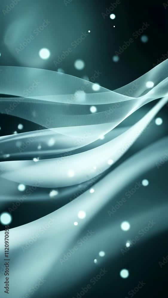 Aufkleber soft flowing patterns create a serene atmosphere with glowing orbs in a tranquil blue-green space