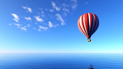 Hot Air Balloon Drifting Through Serene Cloudless Sky Symbolizing Freedom and Adventure