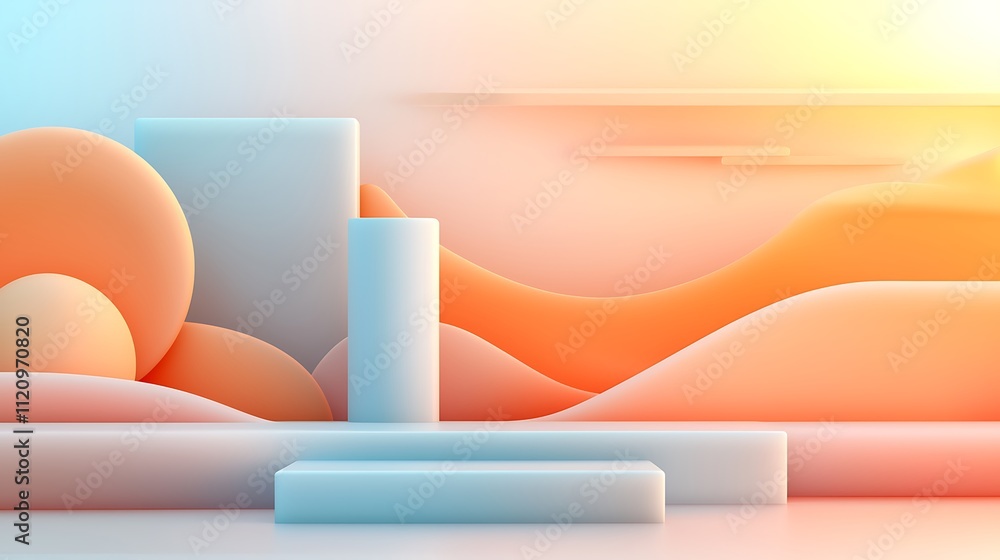 Poster modern digital art abstract shapes colors and creative concepts in soft environments