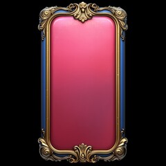 Ornate Gold and Blue Frame with Pink Center Panel