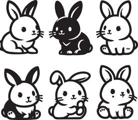 Fototapeta premium A clean, black-and-white vector illustration of a rabbit, ideal for logos, designs, and branding. Scalable and versatile, perfect for creative projects and animal-themed graphics.