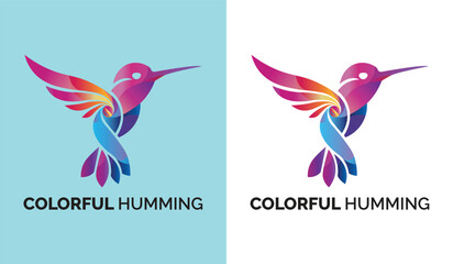 Hummingbird logo design vector template, colorful flying bird logo design for your business, vector flying bird logo illustration with gradient colorful style