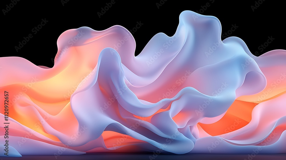 Poster dynamic abstract flowing shapes digital art colorful design studio setting creative viewpoint