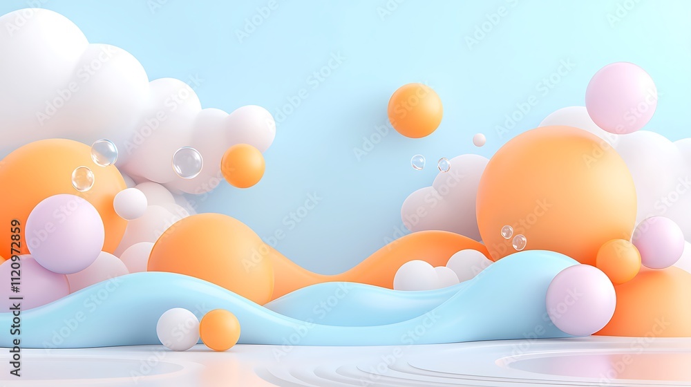 Poster colorful abstract shapes in a playful studio environment 3d rendered background art