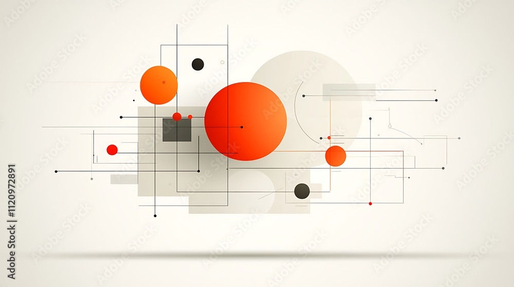 Poster geometric shapes & bold color dynamic minimalist abstract art in modern digital design