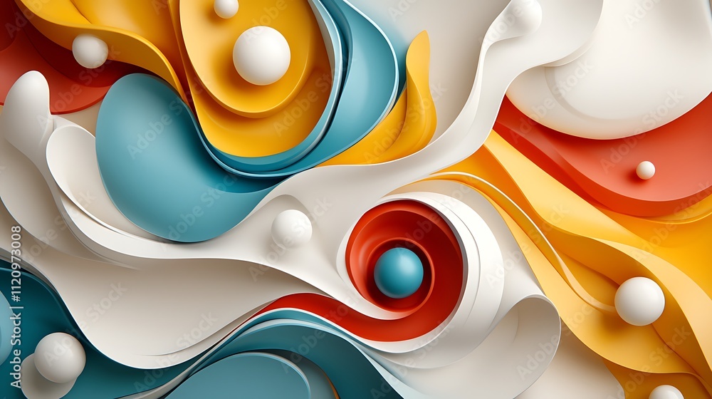 Poster digital artwork studio close-up of vibrant dynamic abstract shapes in modern design
