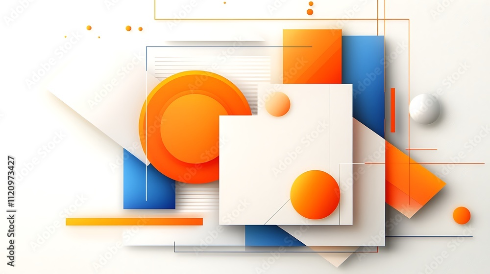Poster modern dynamic abstract shapes minimalist digital art with artistic viewpoint and harmony
