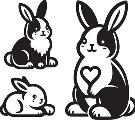 Fototapeta premium A clean, black-and-white vector illustration of a rabbit, ideal for logos, designs, and branding. Scalable and versatile, perfect for creative projects and animal-themed graphics.
