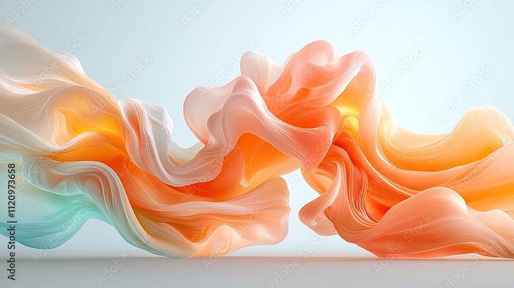Poster dynamic flowing textures studio setting abstract art soft colors close-up fluidity concept